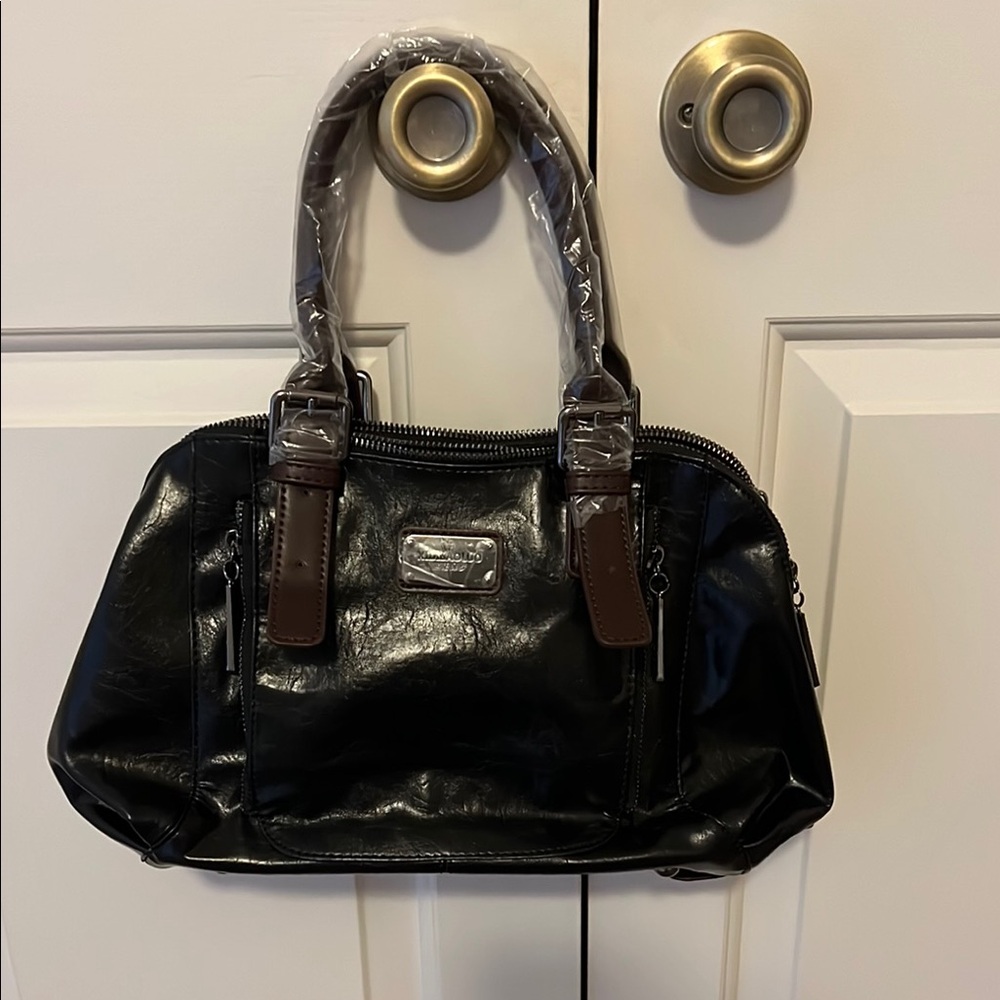 NWOT Xidibaoluo bag black with brown handles